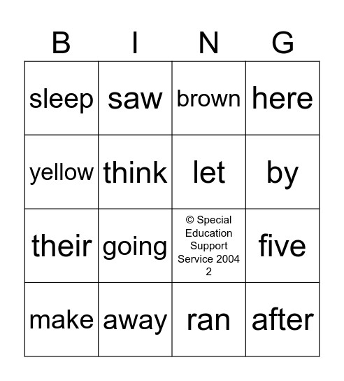 List 6 Bingo Card