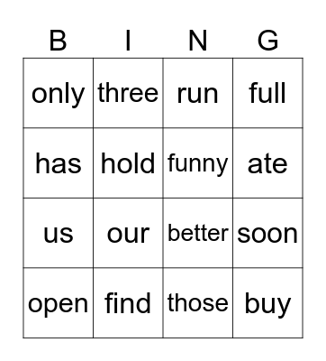 List 9 Bingo Card