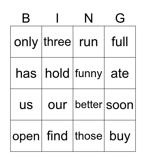 List 9 Bingo Card