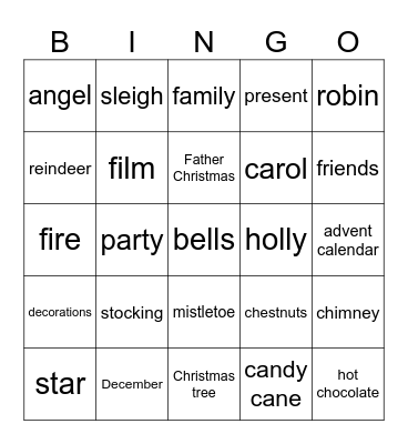 Cubs Christmas Bingo Card