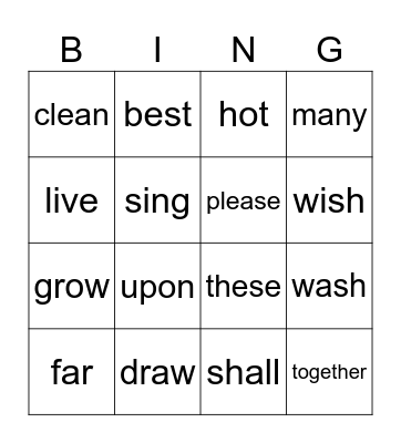 List 11 Bingo Card
