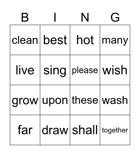 List 11 Bingo Card