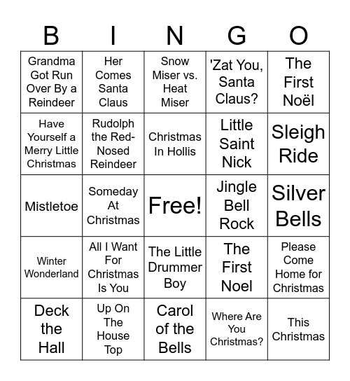 Christmas Bingo #1 Bingo Card