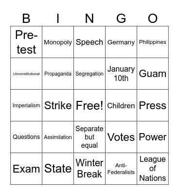 Final Review Day 1 Bingo Card