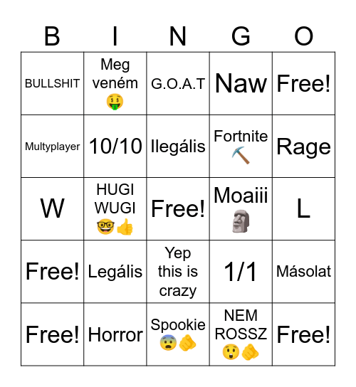 Crazy games🤨 Bingo Card