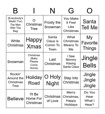 Christmas Bingo #1 Bingo Card
