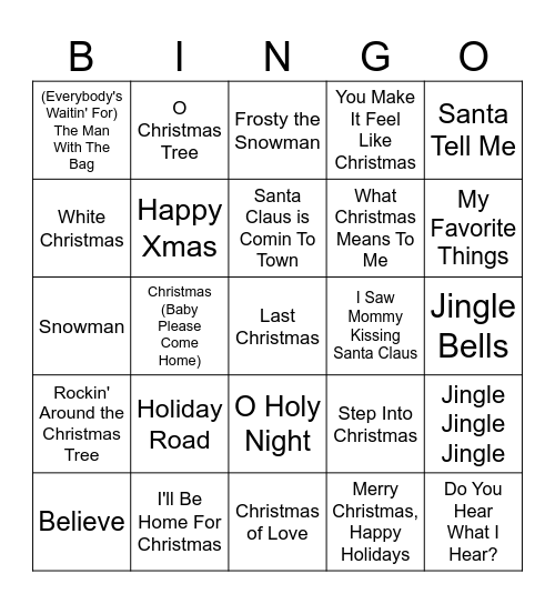 Christmas Bingo #1 Bingo Card