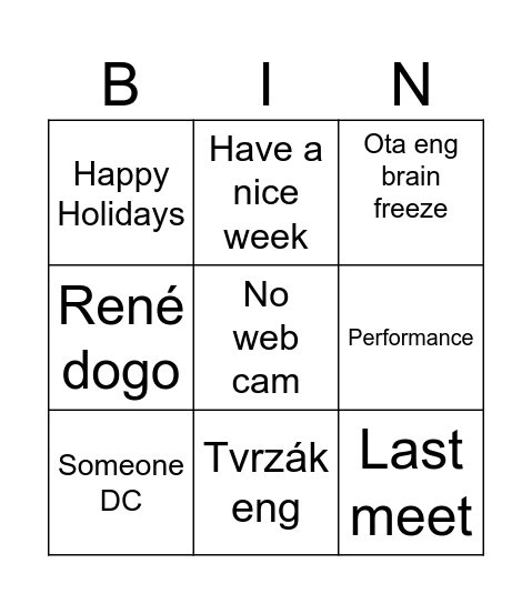 Meet Bingo Card