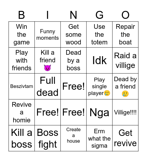 Muck Bingo Card