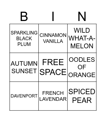 SCENTSY BINGO Card