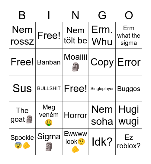 Roblox Bingo Card