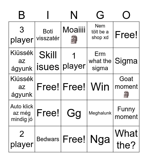 Sigma craft with da boys🫵🗿 Bingo Card