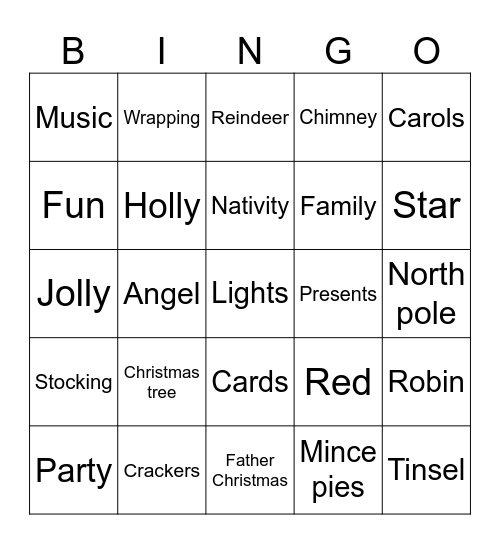 Cubs Christmas Bingo Card