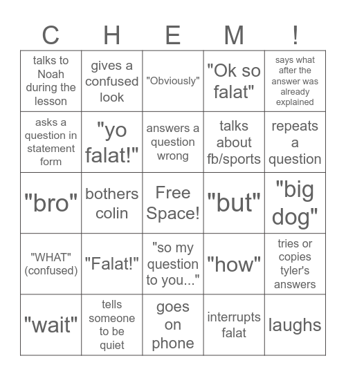did mason say or do... Bingo Card