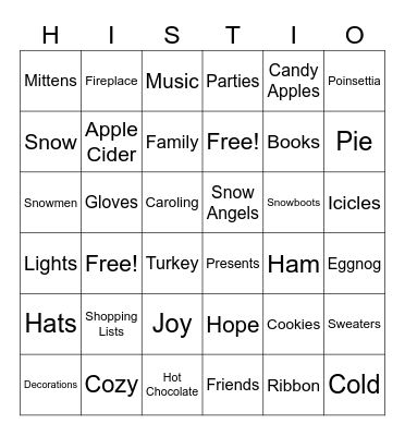Hope for Histio Bingo Card