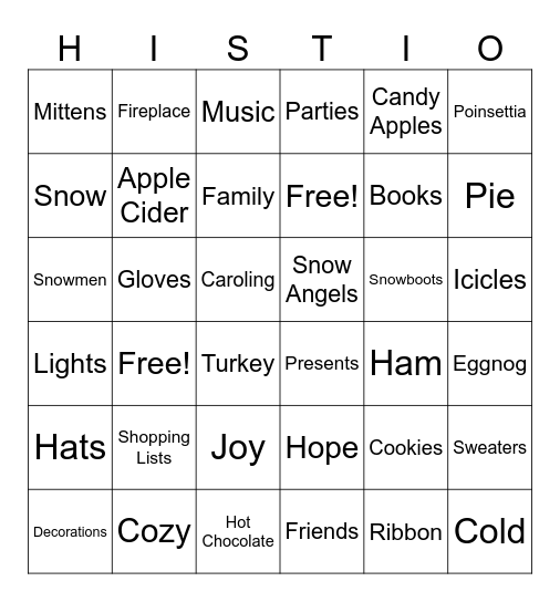 Hope for Histio Bingo Card