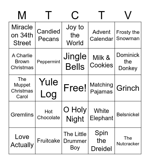 Holiday BINGO! Bingo Card
