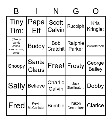 Christmas entertainment trivia Bingo Card