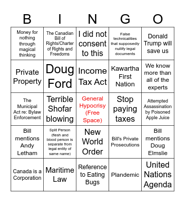 Monday Night Meeting Bingo Card