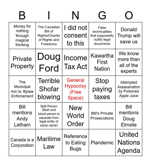 Monday Night Meeting Bingo Card