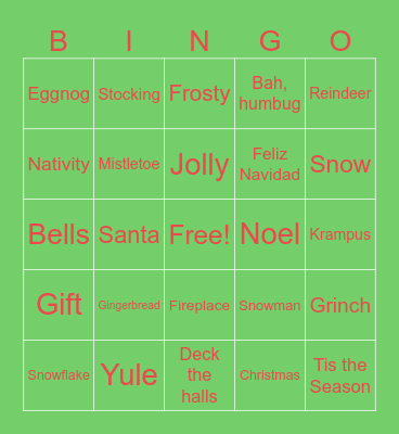 Holiday Bingo Card