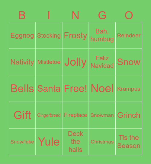 Holiday Bingo Card