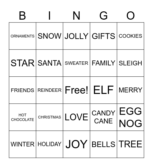 HOLIDAY BINGO Card