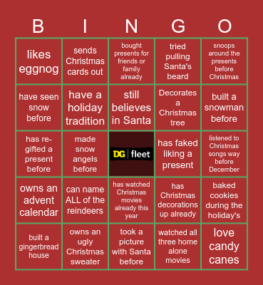 Fleet HR Holiday Bingo Card