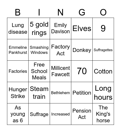 History Bingo Card