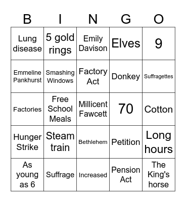 History Bingo Card