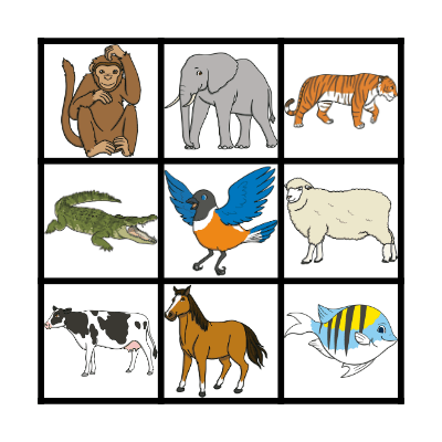 Animal Bingo Card
