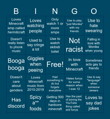 Maxs weird childhood Bingo Card