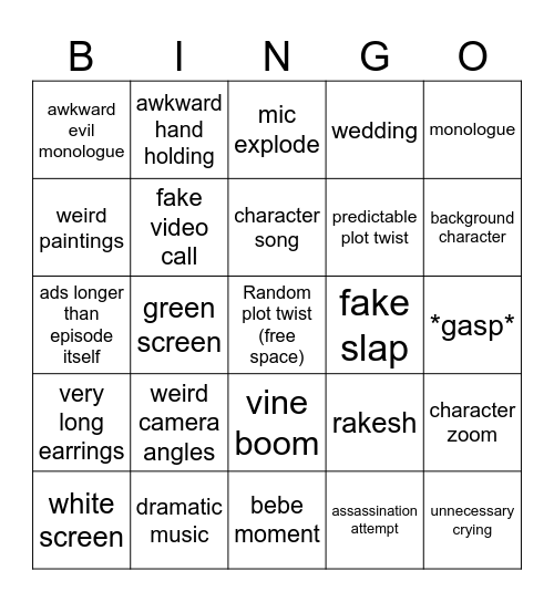 Parineeti Bingo Card