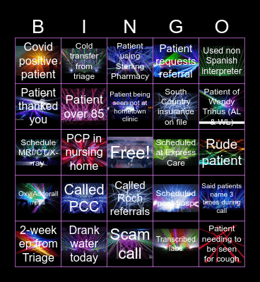 Bingo 12/20/2024 Bingo Card
