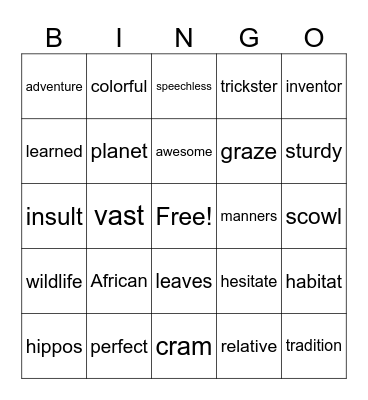 Unit RW2-03 Bingo Card