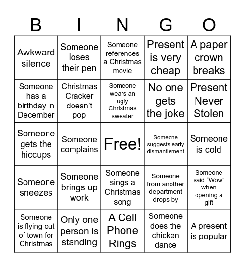 IT-MIS Christmas Bingo Card