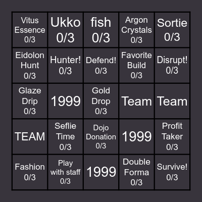 Eclipse Reverie BINGO! Bingo Card