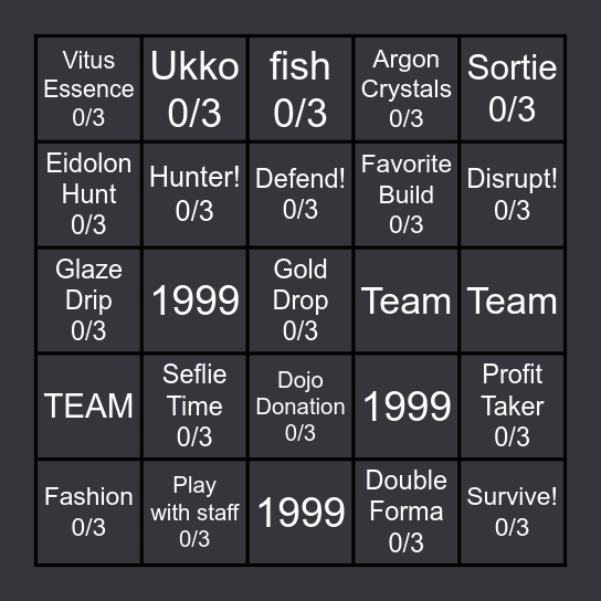 Eclipse Reverie BINGO! Bingo Card