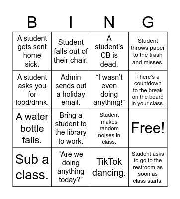 Para Bingo Card