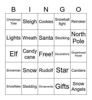Christmas Bingo Card