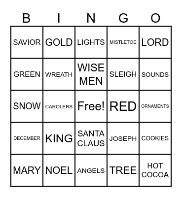 CHRISTMAS WORDS Bingo Card