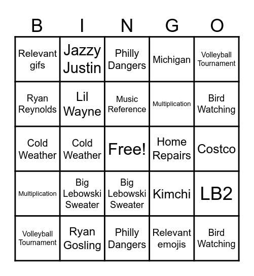 Team Meeting Bingo Card