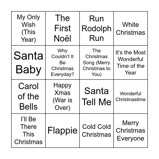 Kerst Bingo Card