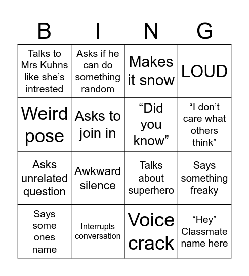 Untitled Bingo Card