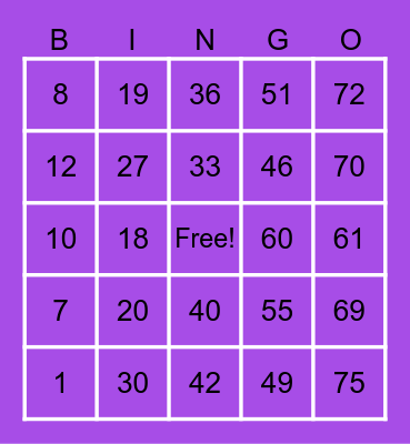 LUCKY Bingo Card