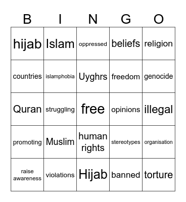 Human Rights Bingo Card