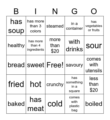 What's your breakfast? Bingo Card