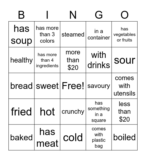 What's your breakfast? Bingo Card