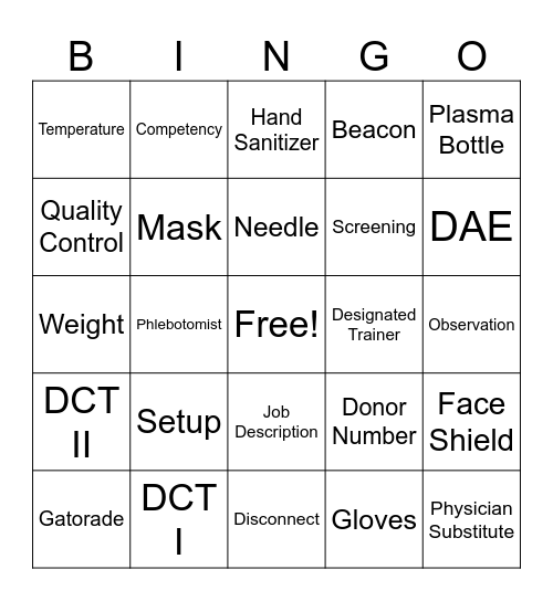 ImmunoTek Bingo Card