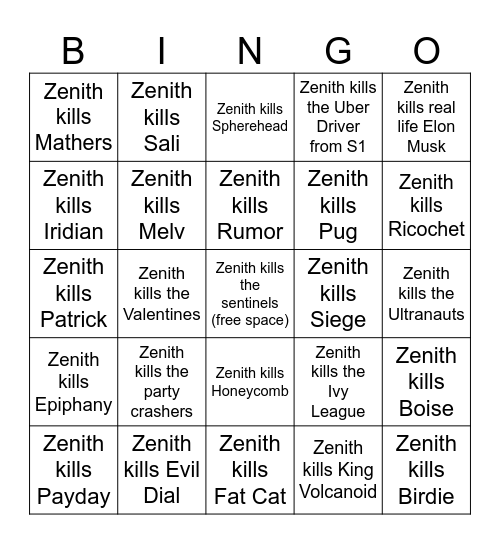 Caliber Bingo Card